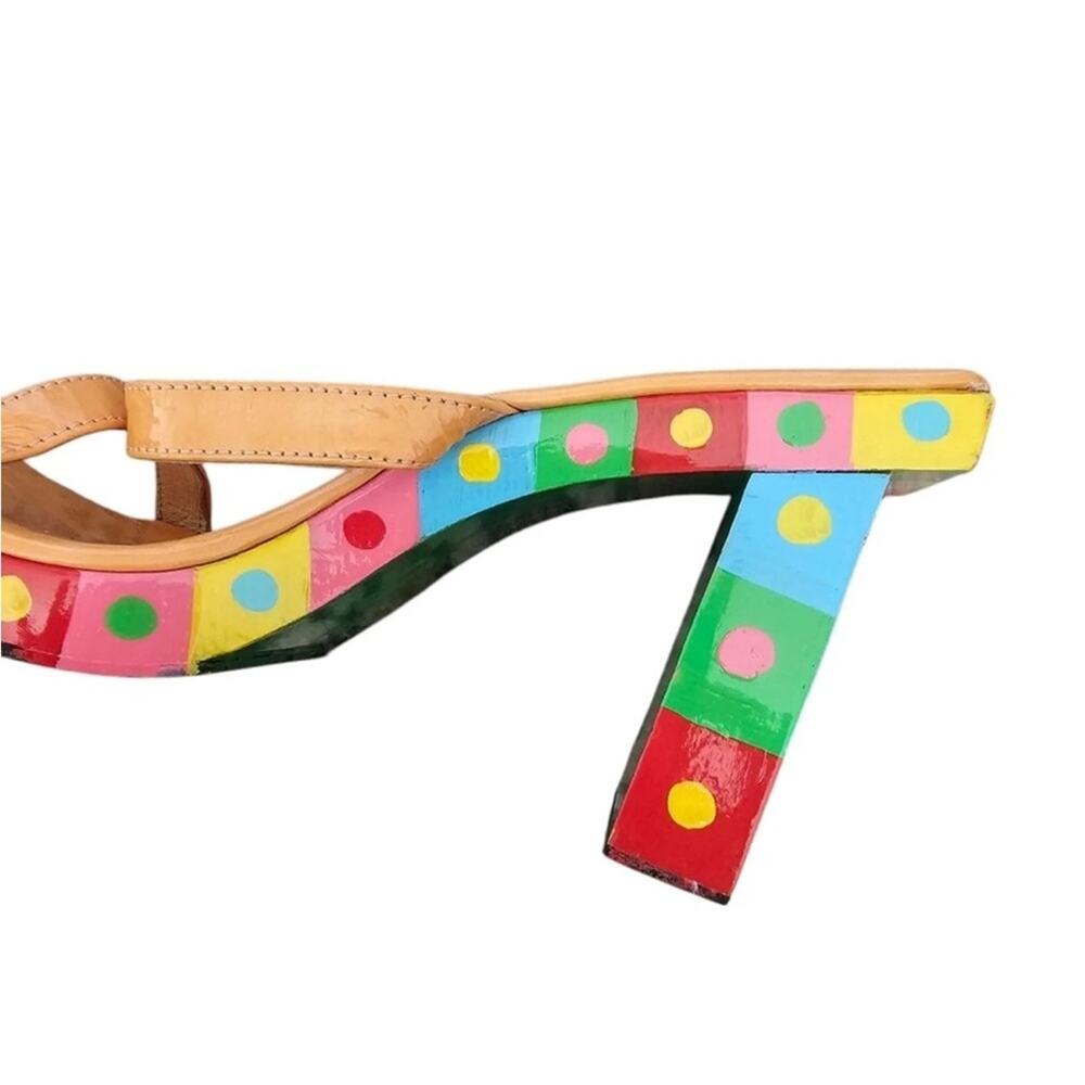 FENDI 90s Colorful rainbow Women's Block Heel Sandals 8.5 - Picture 4 of 12